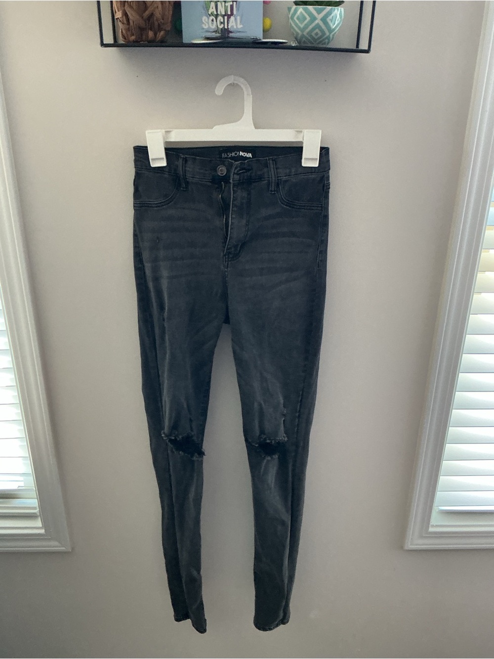 Fashion Nova Black Ripped High-Rise Skinny Jeans